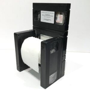 VHS tapes toilet paper holder
