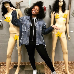 Intern with mannequins