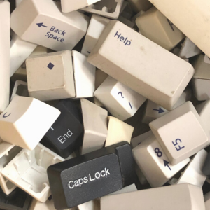 Close-up of loose computer keyboard keys